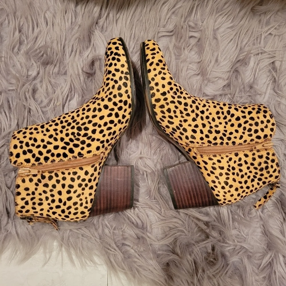 Sole Society River Fur Ankle Booties 9 Leopard Cheetah Print
